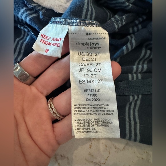 2T - simple joys by carters- Blue and Green Kids One Piece Pajamas - Picture 11 of 11